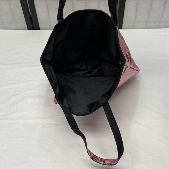 Victoria's Secret All Over Sequin Large Double Handle Open Top Bag Tote Pink - Picture 8 of 9